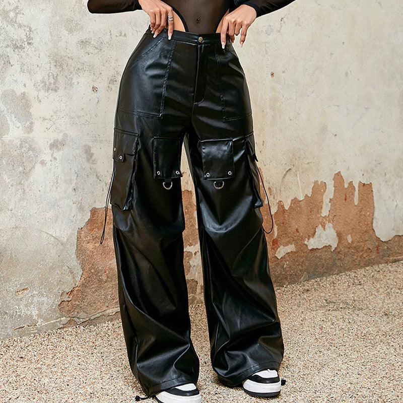 Women Wide Leg Red Overalls Straight Pants - Venus Trendy Fashion Online