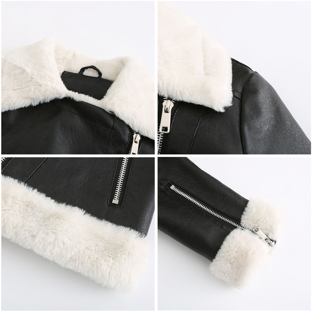 Fleece Leather Casual Jacket for Women - Venus Trendy Fashion Online