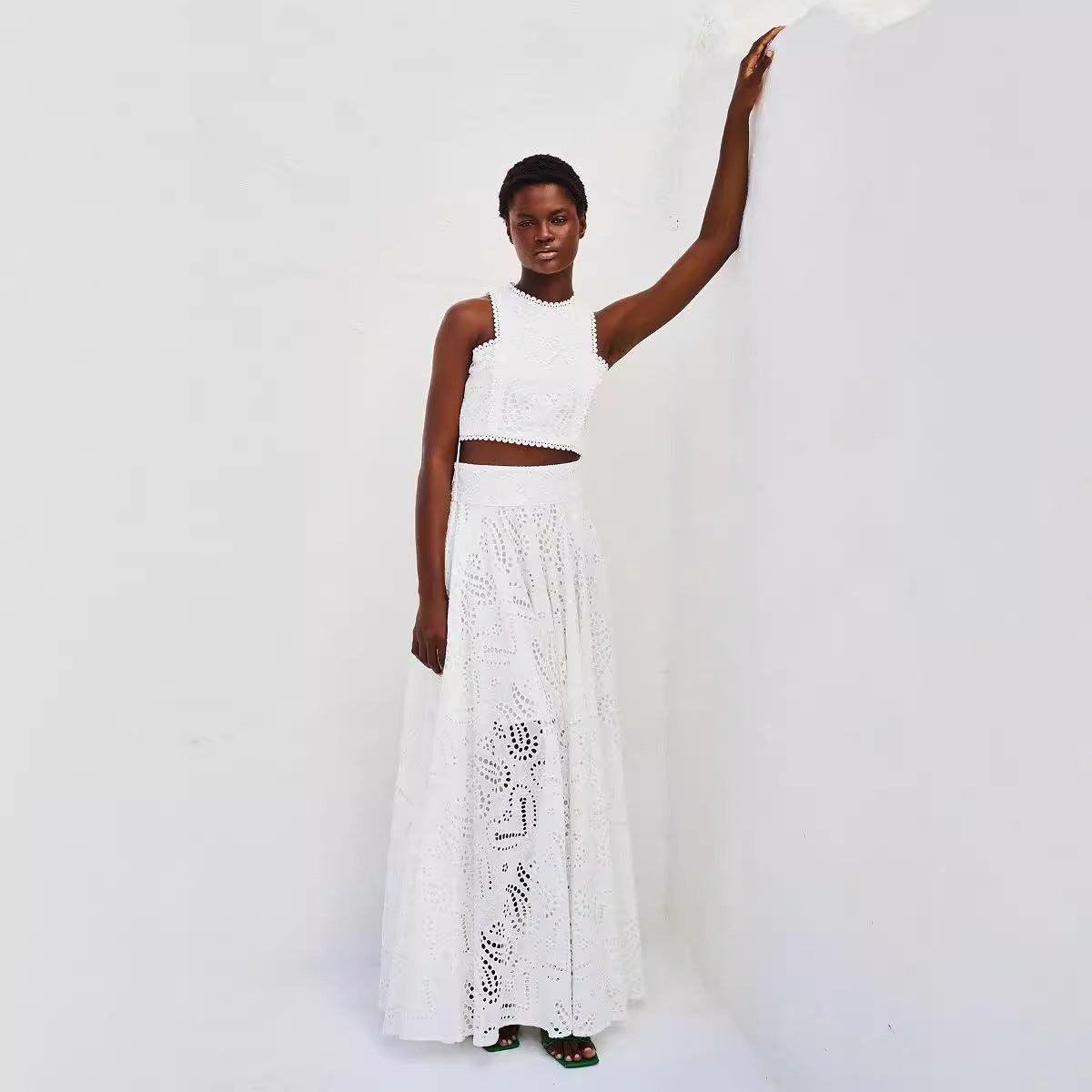 Spring Summer Sleeveless Long Skirt Pocket Set - Venus Trendy Fashion Online