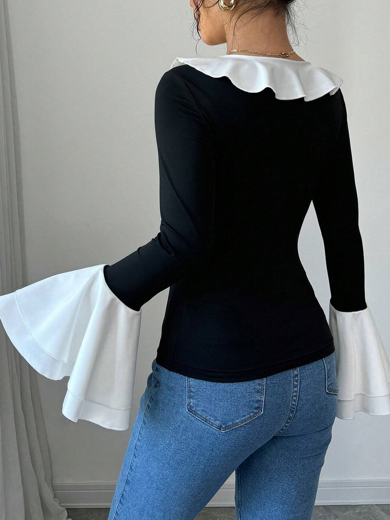Popular Ruffled Long Sleeved T shirt