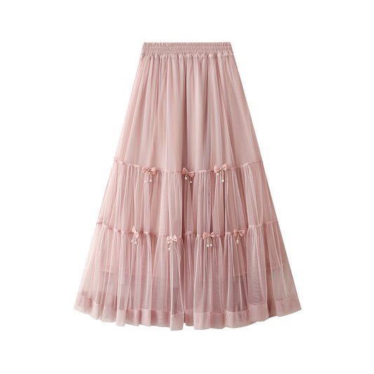 Super Fairy Sweet Bow Mesh Tiered Skirt