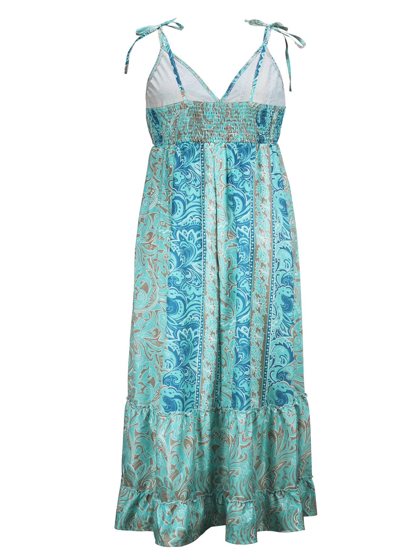 Women Summer Elegant V neck Sling Long Dress