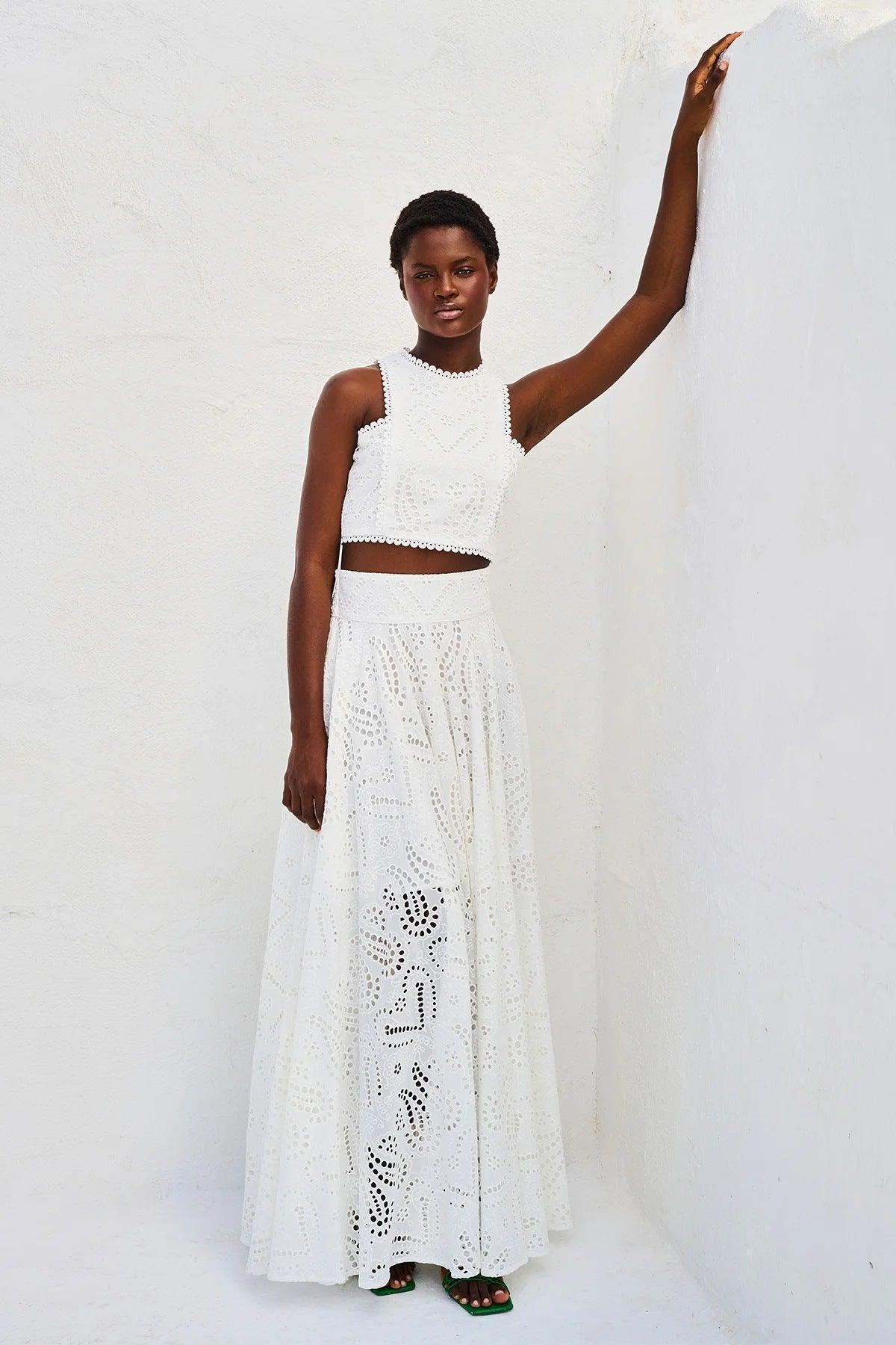 Spring Summer Sleeveless Long Skirt Pocket Set - Venus Trendy Fashion Online