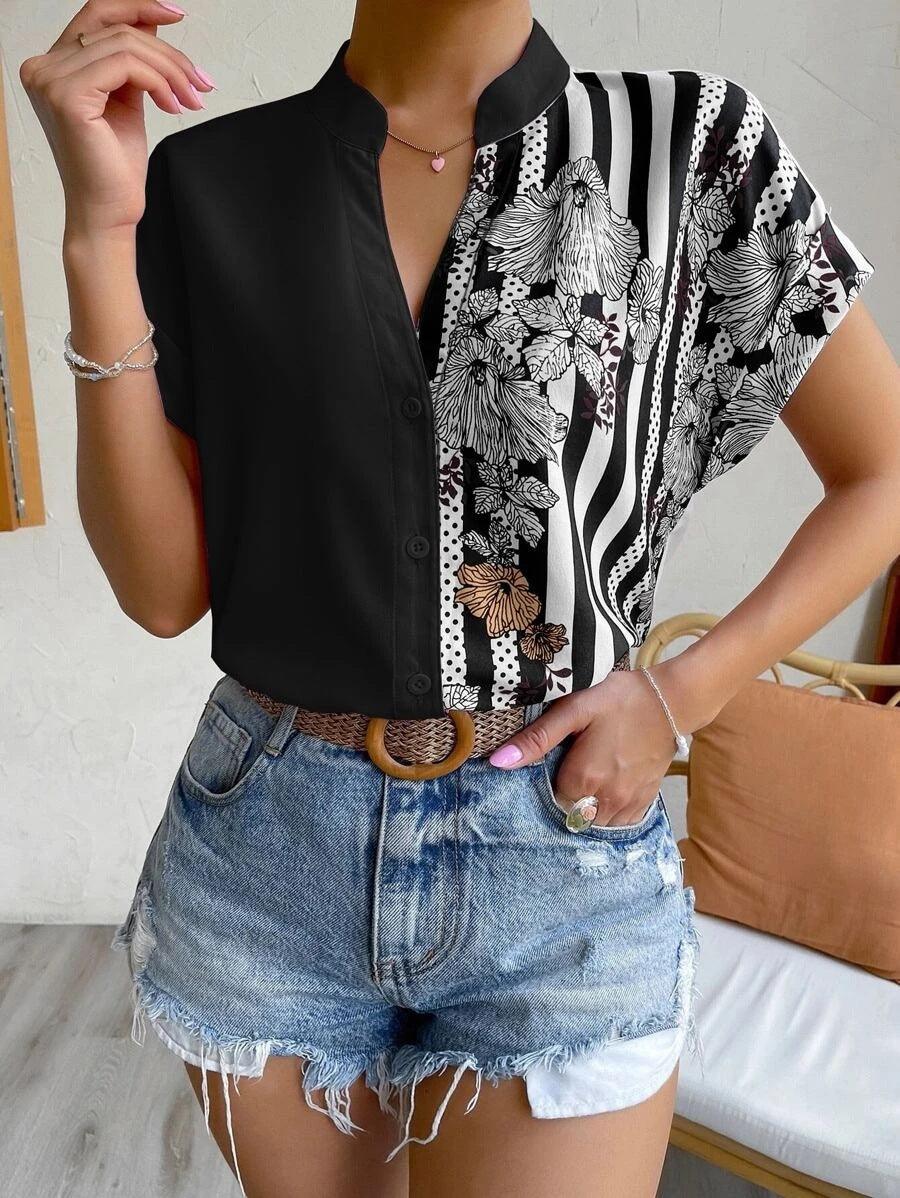 Summer Double Matching Contrast Color Shirt
