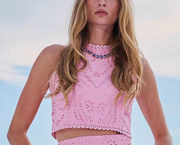 Spring Summer Sleeveless Long Skirt Pocket Set - Venus Trendy Fashion Online