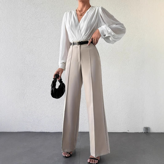 High Waist Slimming Straight Casual Trousers