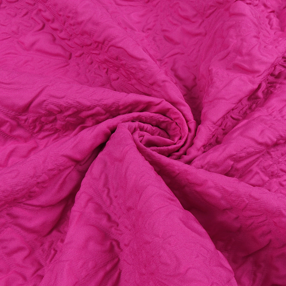 Winter Long Sleeve Rose Red Color Matching Dress