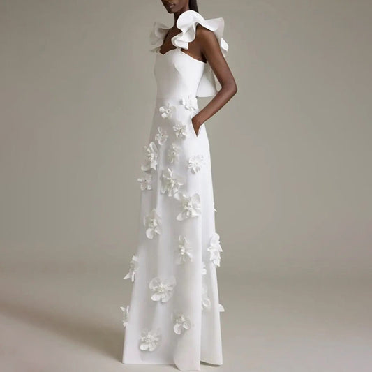 High Grade Stitching Floral Backless Dress