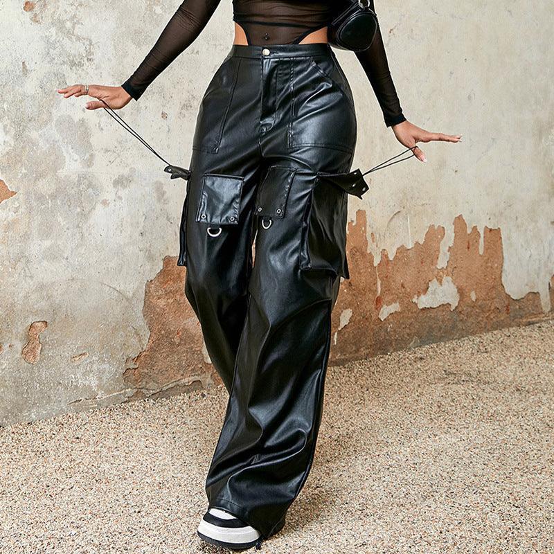 Women Wide Leg Red Overalls Straight Pants - Venus Trendy Fashion Online