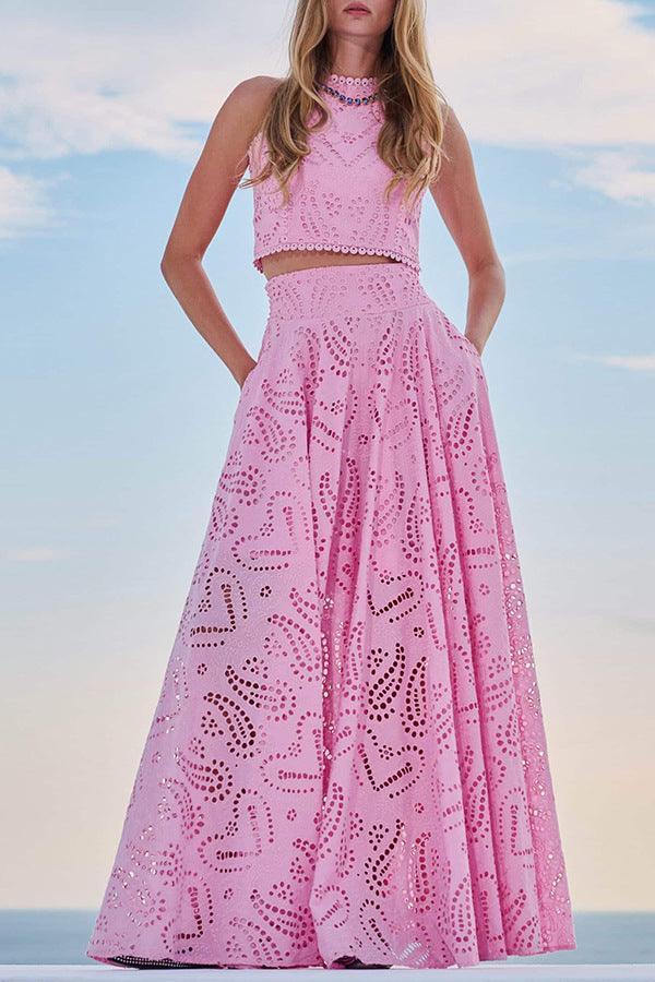 Spring Summer Sleeveless Long Skirt Pocket Set - Venus Trendy Fashion Online