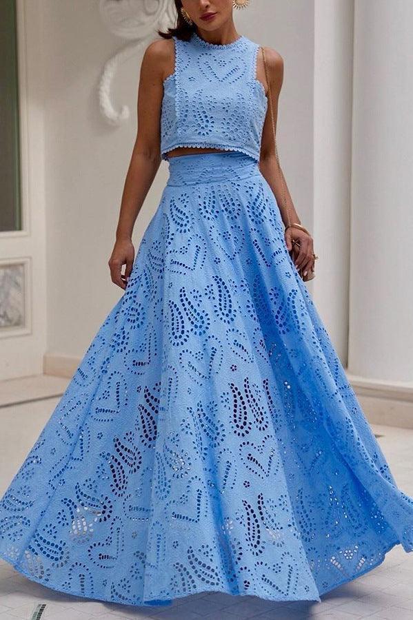 Spring Summer Sleeveless Long Skirt Pocket Set - Venus Trendy Fashion Online