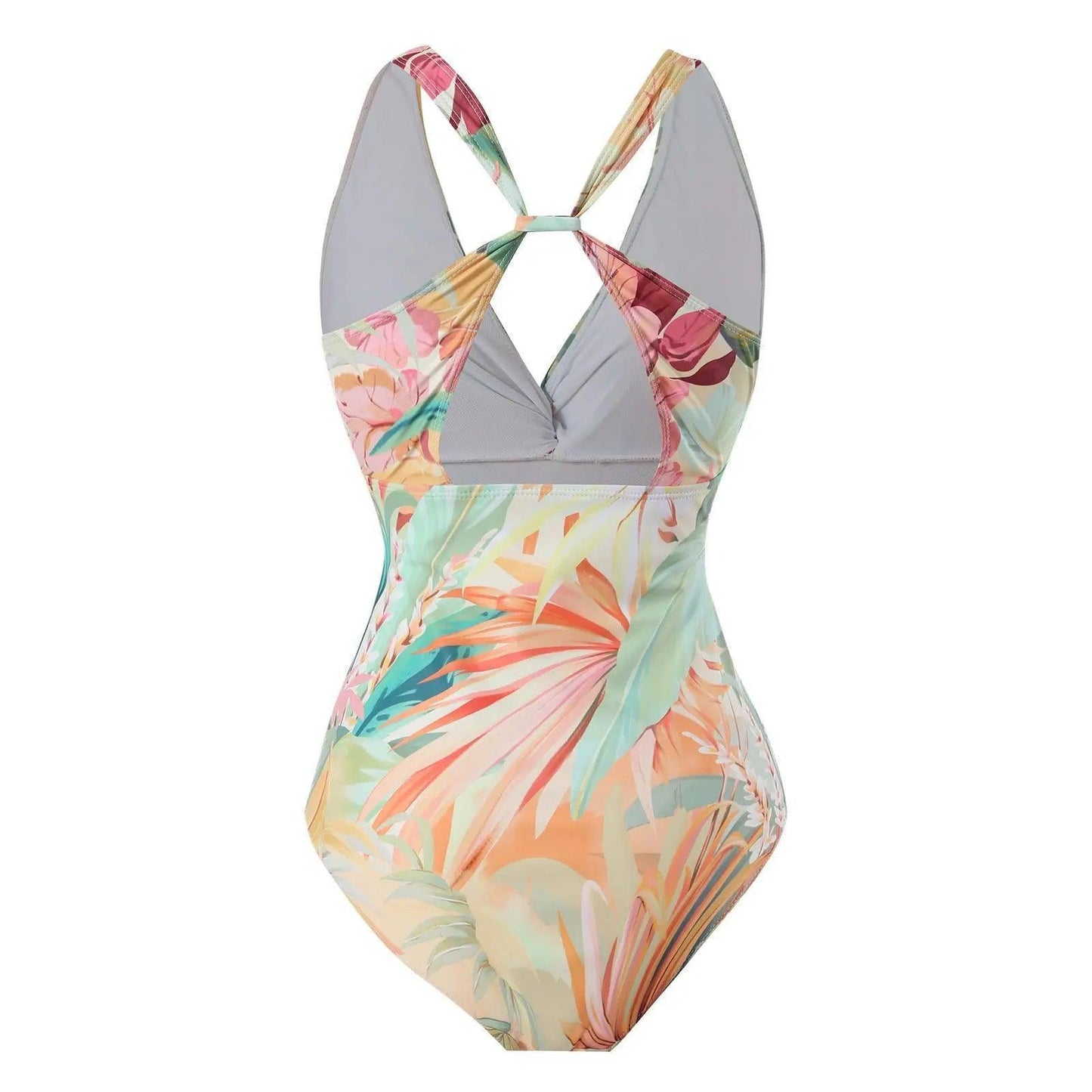 One Piece Swimsuit Women Conservatively Thin Vintage Printed Hard Bag Swimsuit with Steel Bracket Tulle Skirt - Venus Trendy Fashion Online