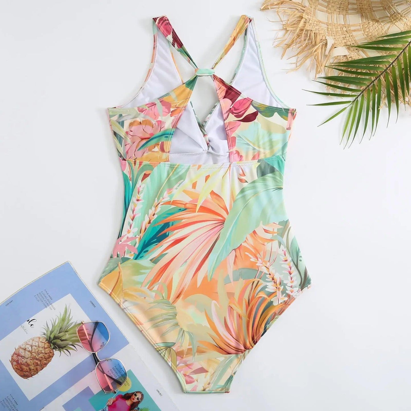 One Piece Swimsuit Women Conservatively Thin Vintage Printed Hard Bag Swimsuit with Steel Bracket Tulle Skirt - Venus Trendy Fashion Online