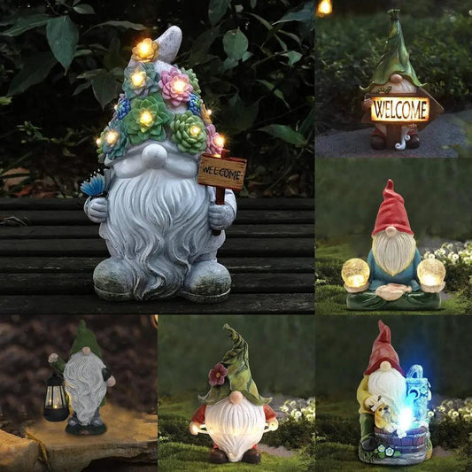 Outdoor Garden Dwarf Statue-resin Dwarf Statue Carrying Magic Ball Solar Led Light - Venus Trendy Fashion Online
