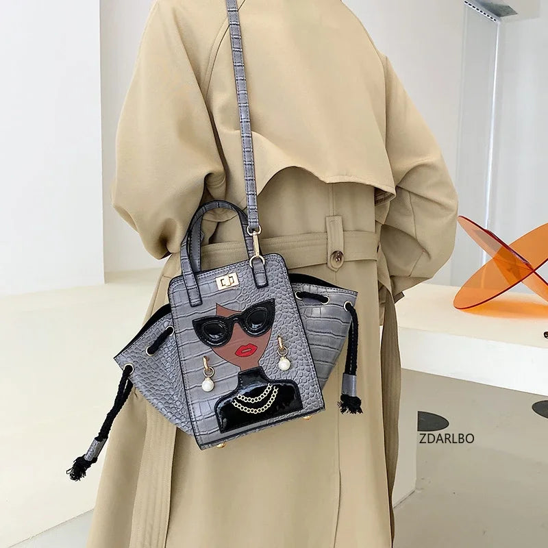 Cartoon Girl High Quality PU Leather Shoulder Bag