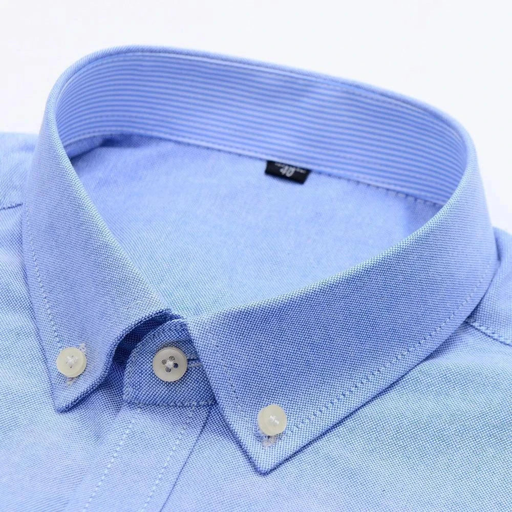 Men's 100% Cotton Plaid Checkered Long Sleeve Oxford Shirt - Venus Trendy Fashion Online
