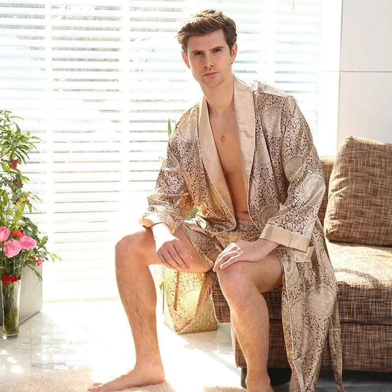 Men's Comfort Bathrobe Shorts Suit
