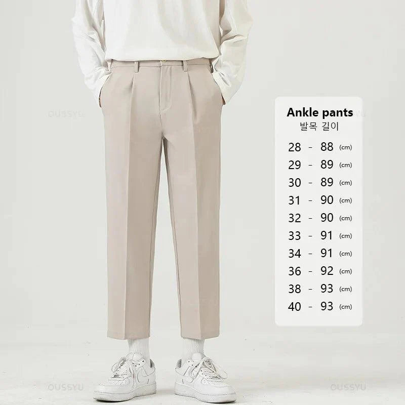 Men Business Thin Formal Ankle Length Work Pant