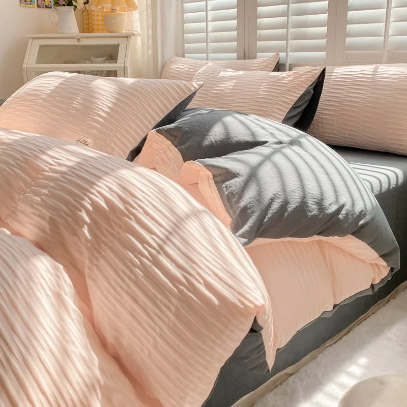 Seersucker Soft Comforter Cover Bedding Sets