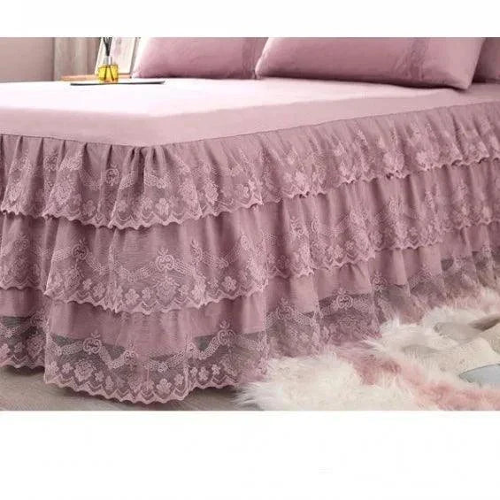 Solid Color Lace Bed Skirt Sets - Venus Trendy Fashion Online