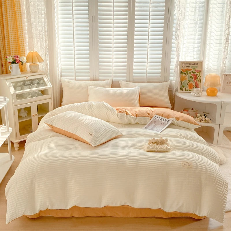 Seersucker Soft Comforter Cover Bedding Sets