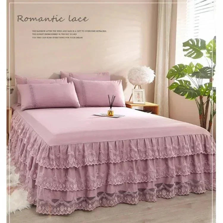 Solid Color Lace Bed Skirt Sets - Venus Trendy Fashion Online