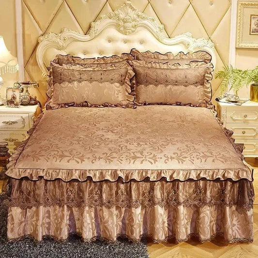 Luxurious Warm Bedspread Bed Skirt 3 Pcs Bedding Set - Venus Trendy Fashion Online