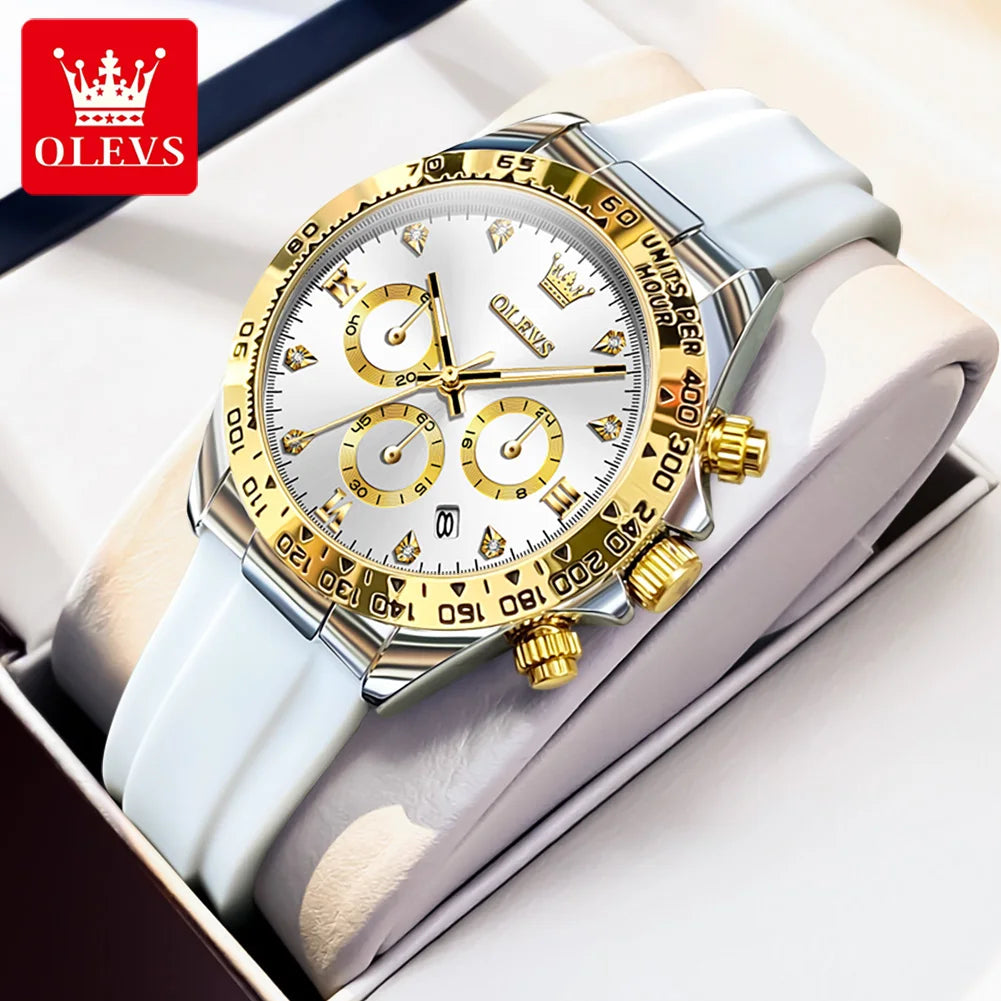 OLEVS 5618 Women Luxury Silicone Strap Quartz Watch