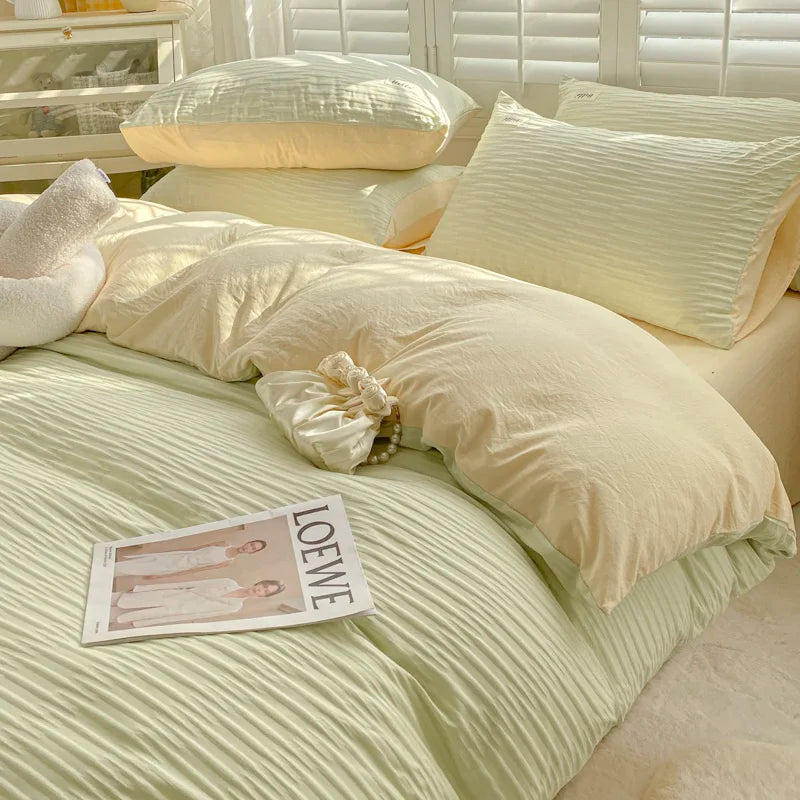 Seersucker Soft Comforter Cover Bedding Sets