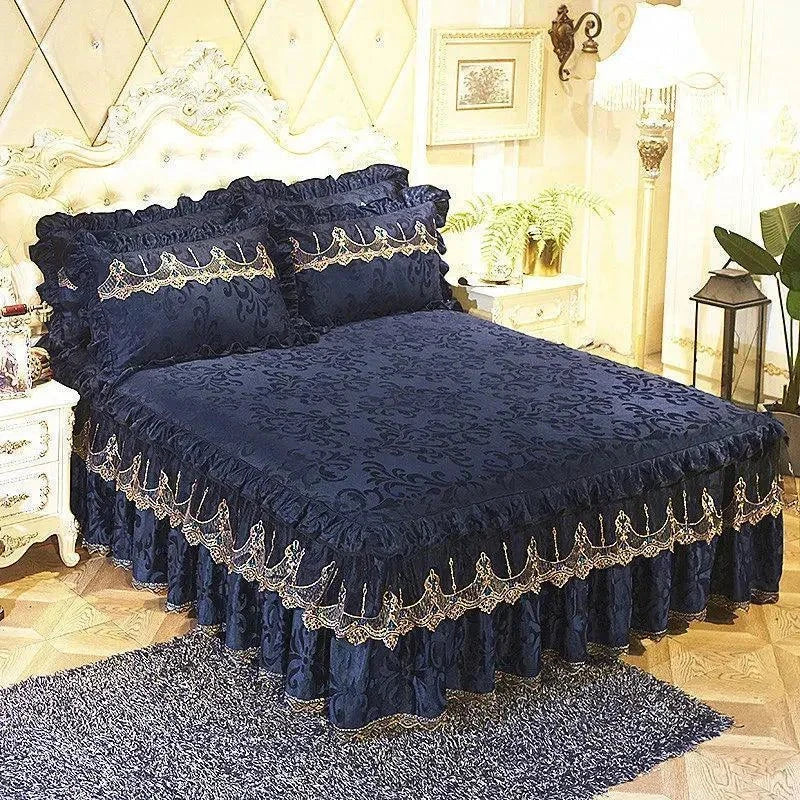 Luxurious Warm Bedspread Bed Skirt 3 Pcs Bedding Set - Venus Trendy Fashion Online