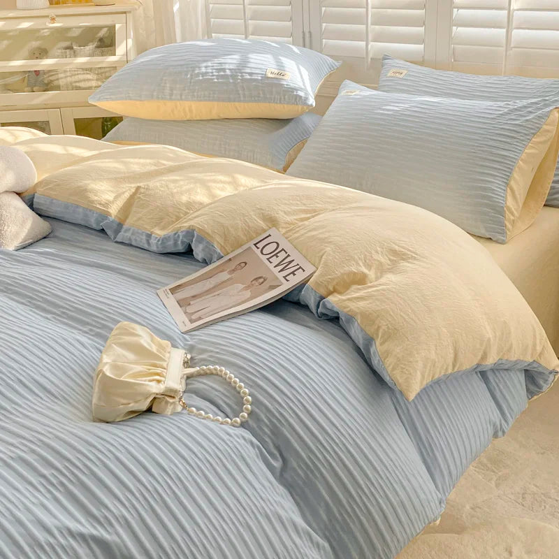 Seersucker Soft Comforter Cover Bedding Sets