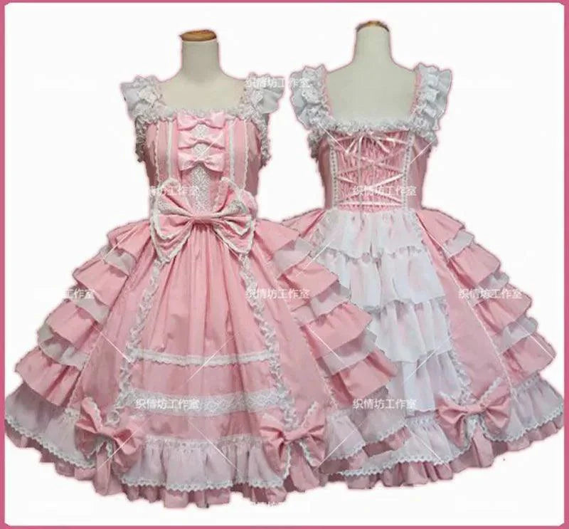 Women Alice Lolita Angel Pink Cotton Princess Dress - Venus Trendy Fashion Online