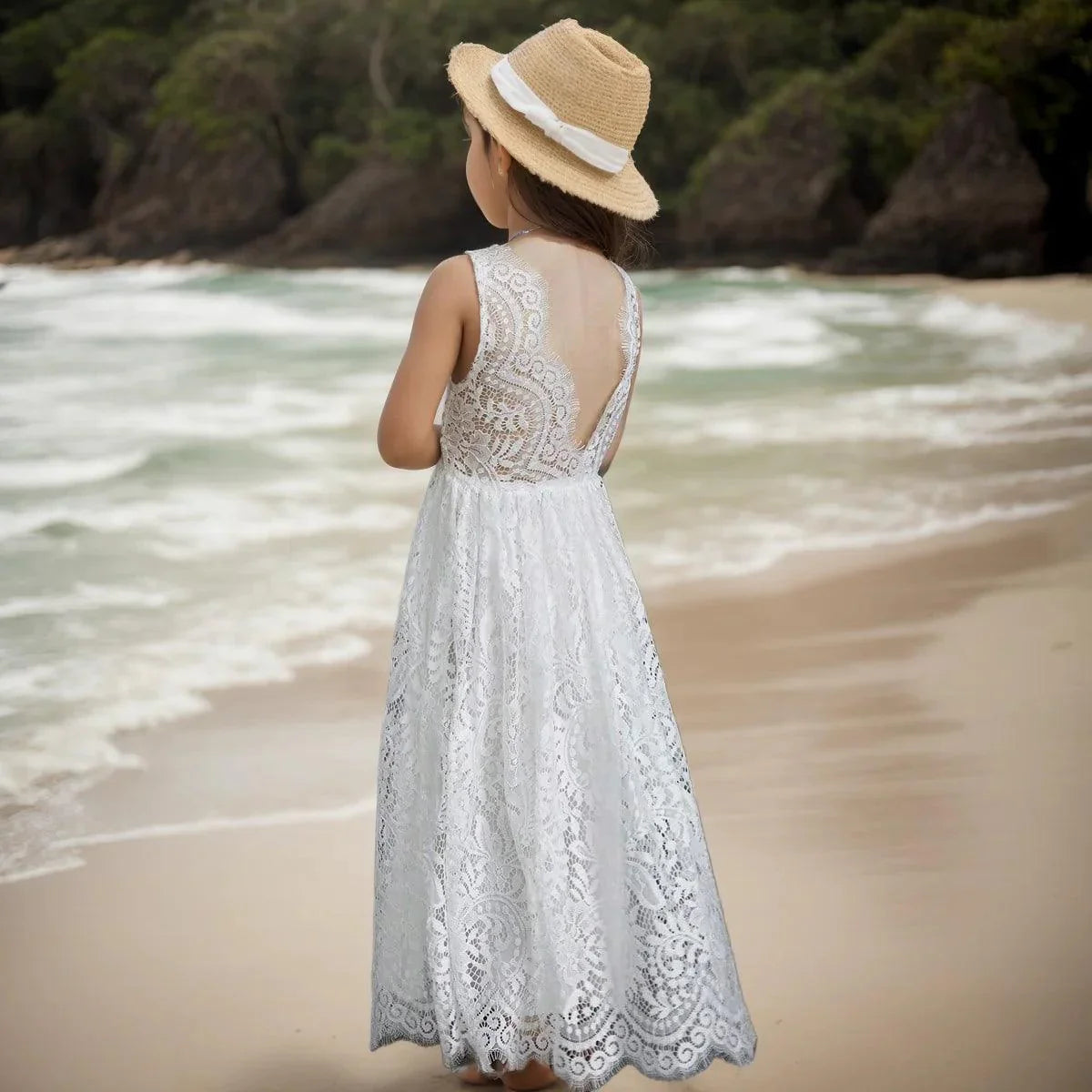 Princess Girls Cotton Lace Party Long Dress - Venus Trendy Fashion Online