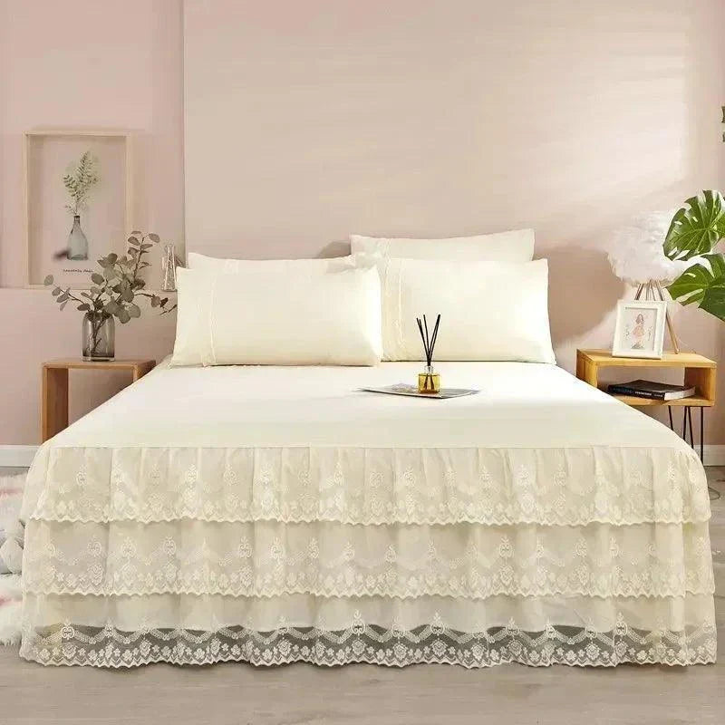 Solid Color Lace Bed Skirt Sets - Venus Trendy Fashion Online
