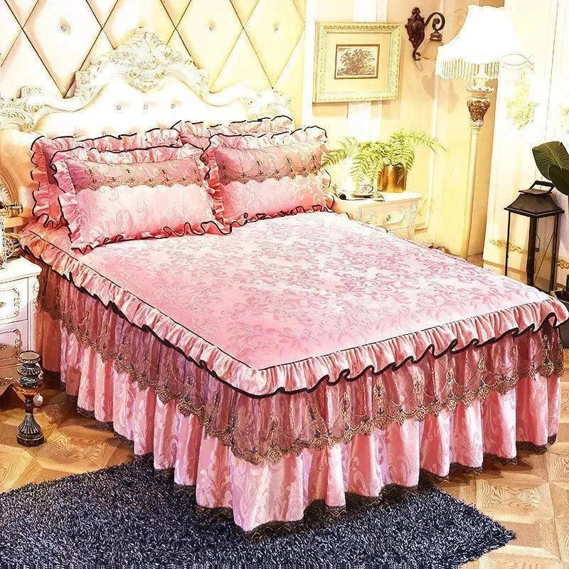Luxurious Warm Bedspread Bed Skirt 3 Pcs Bedding Set - Venus Trendy Fashion Online
