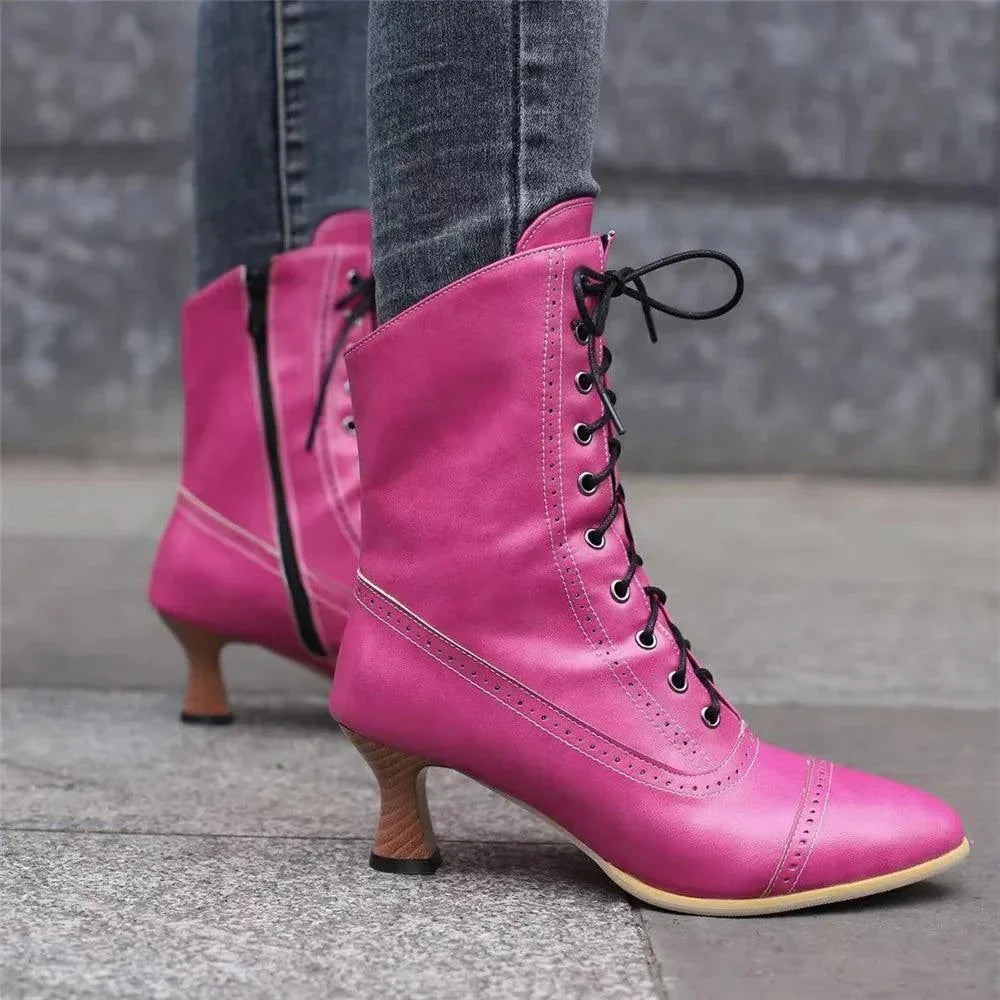 New Lace Up Ladies Victorian Ankle Boots - Venus Trendy Fashion Online