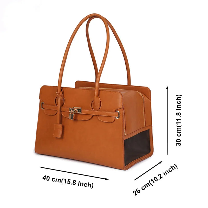 New Luxury PU Leather Pet Carrier Bag
