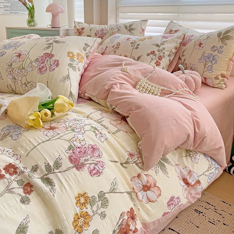 Flowers Cotton Duvet Cover Set