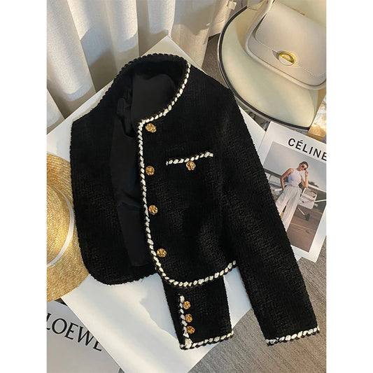 Women Elegant Cropped Quilted Coat