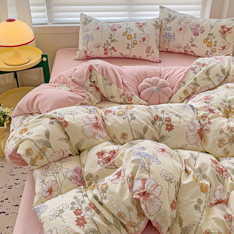 Flowers Cotton Duvet Cover Set