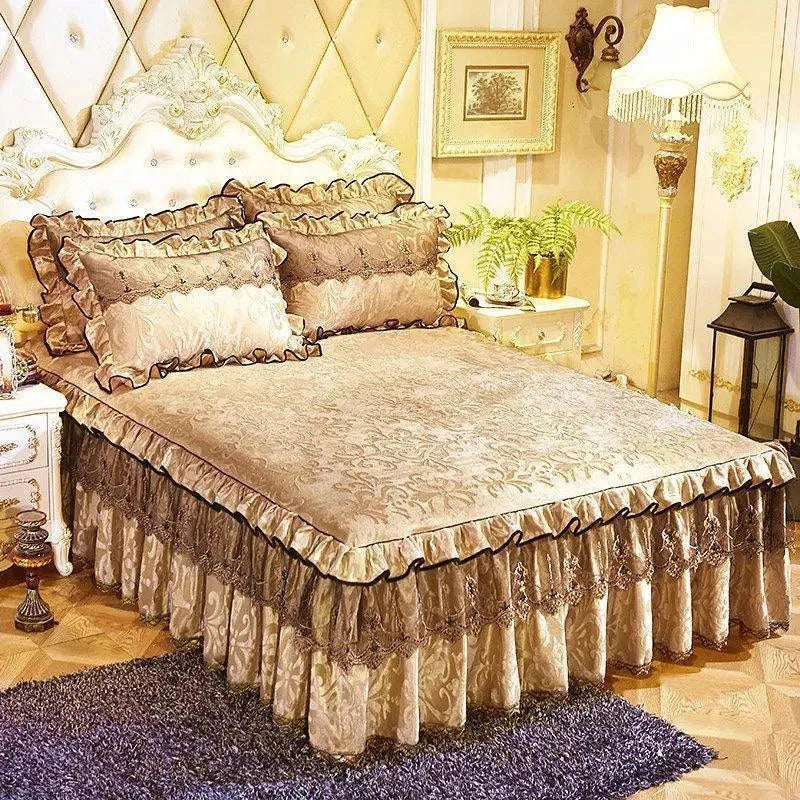 Luxurious Warm Bedspread Bed Skirt 3 Pcs Bedding Set - Venus Trendy Fashion Online