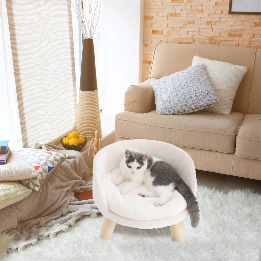Luxury Soft Warm Plush Fabric Pet Chair Bed