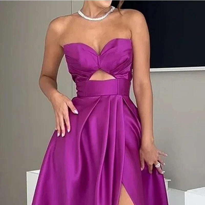 Sexy Solid Off Shoulder Sleeveless Party Dress - Venus Trendy Fashion Online