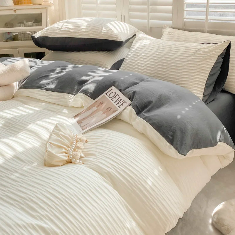 Seersucker Soft Comforter Cover Bedding Sets