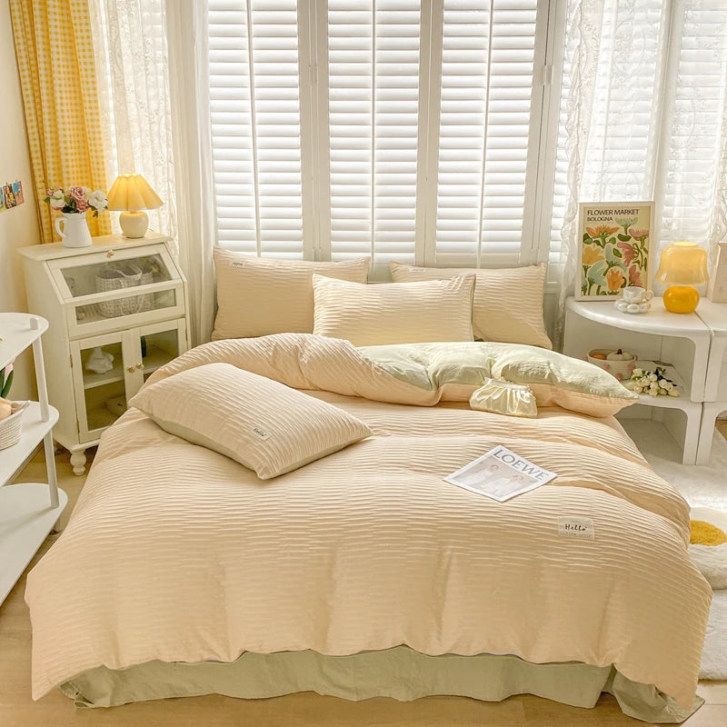 Seersucker Soft Comforter Cover Bedding Sets
