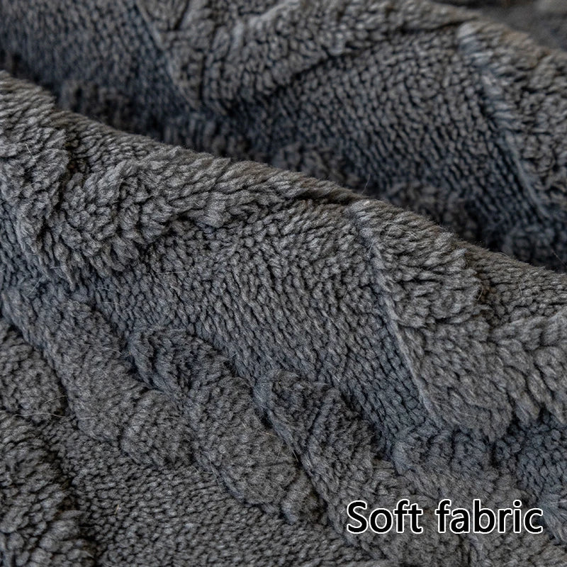 Solid colored plush non slip sofa cover