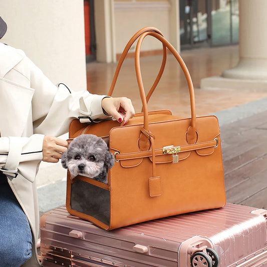 New Luxury PU Leather Pet Carrier Bag
