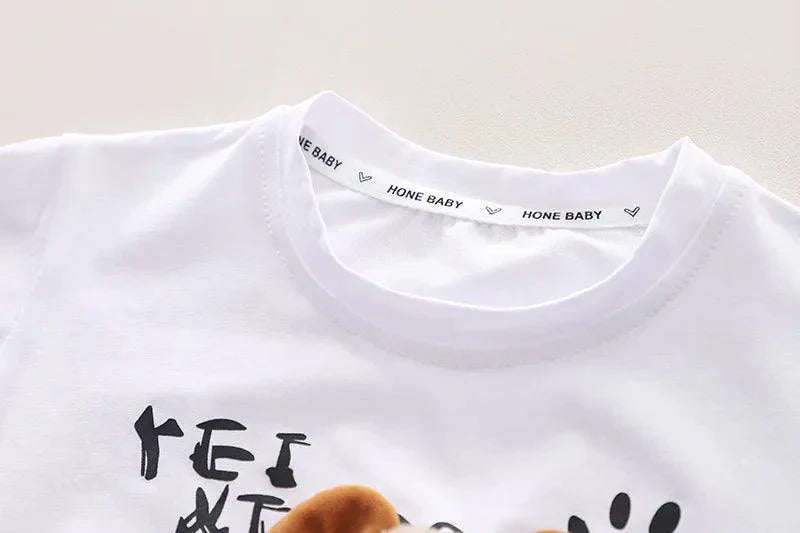 Summer Kids Cartoon Cotton T Shirts Shorts 2Pcs/sets