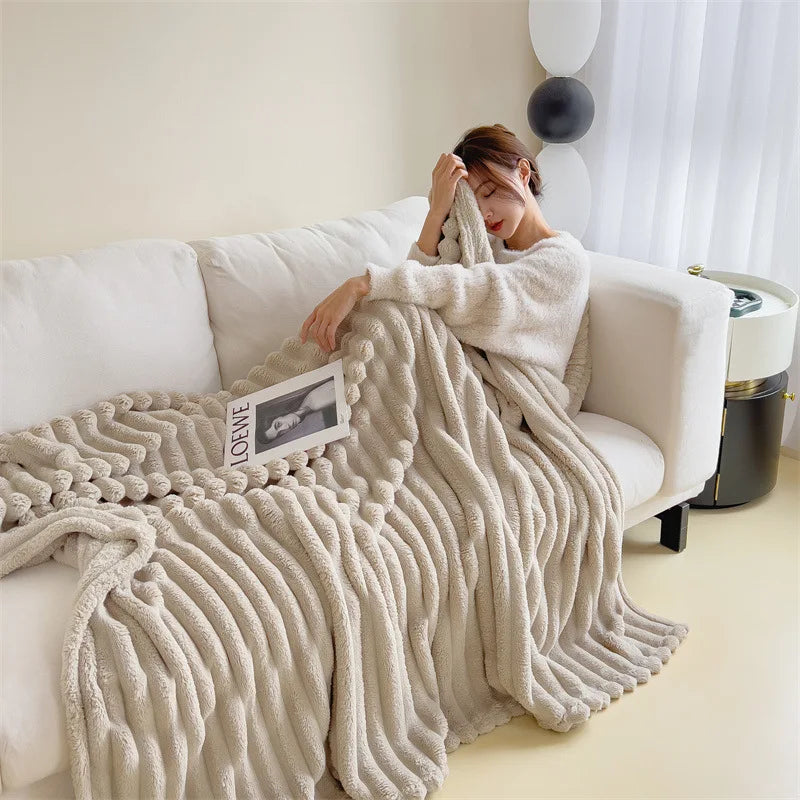 Light luxury Solid Color Multifunctional Blanket for Winter