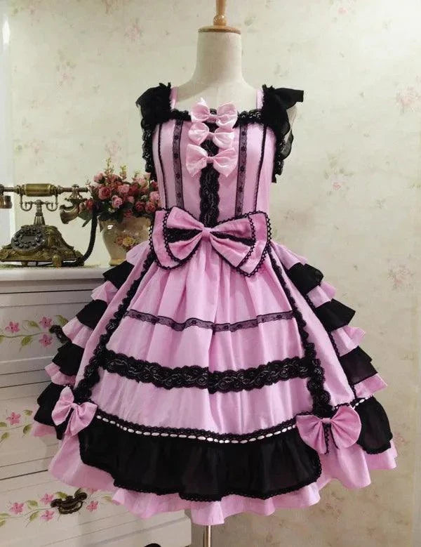 Women Alice Lolita Angel Pink Cotton Princess Dress - Venus Trendy Fashion Online